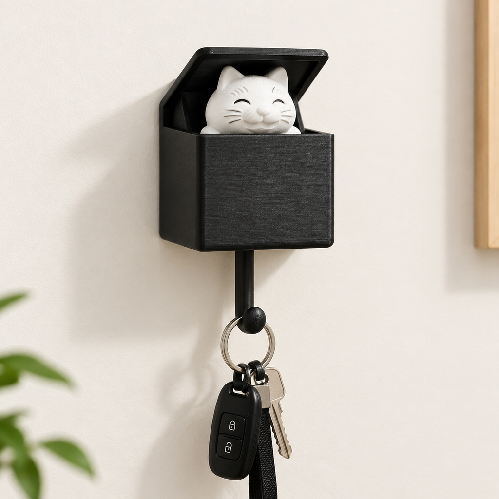 آویز دیواری کلید «گربه » ( Cat Hook) | محصول پرینت سهبعدی نیلی استور