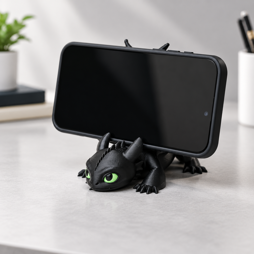 استند موبایل و فیگور دکوراتیو مدل اژدهای بی‌دندان (Toothless Phone Stand) | محصول پرینت سه‌بعدی نیلی استور