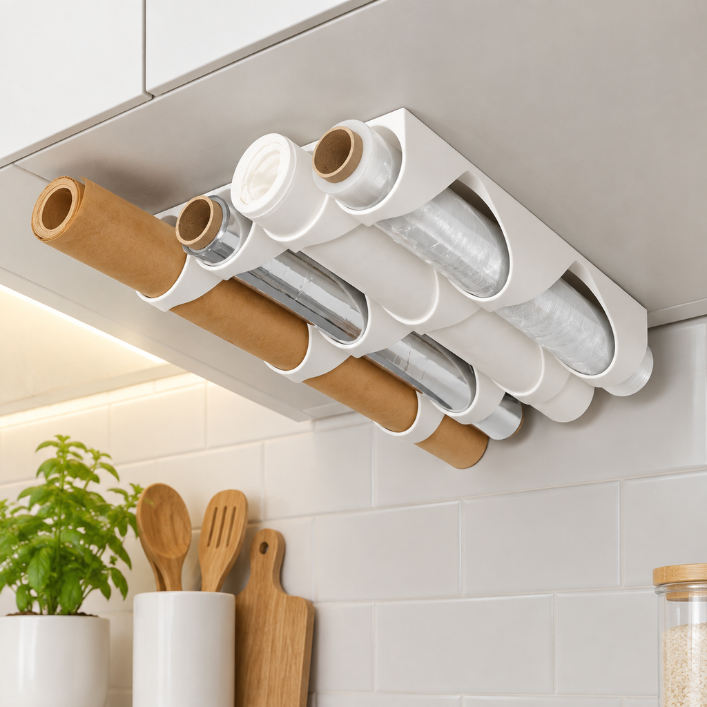 ارگانایزر کابینتی رولهای مصرفی (Under-Cabinet Dispenser) | محصول پرینت سهبعدی نیلی استور