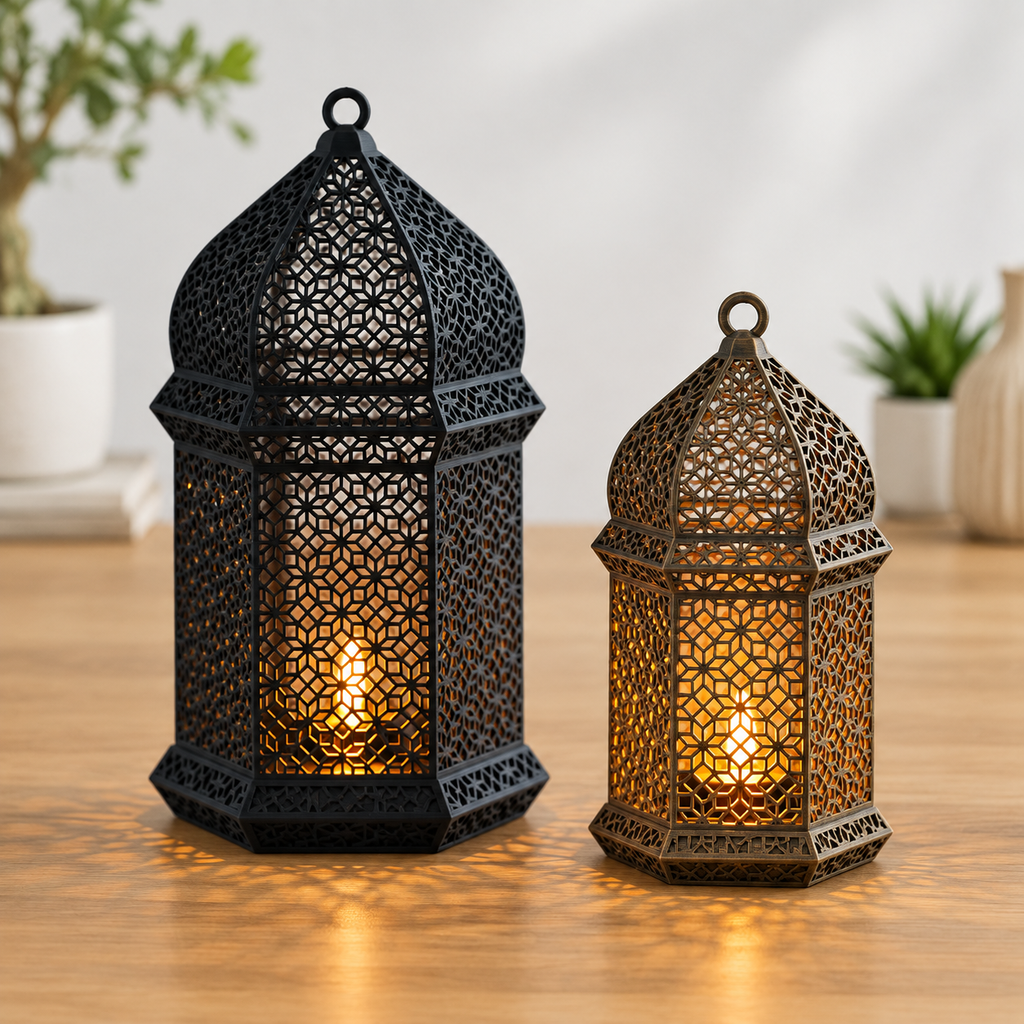 فانوس دکوراتیو هندسی طرح مراکشی (Moroccan Lanterns) | محصول پرینت سهبعدی نیلی استور